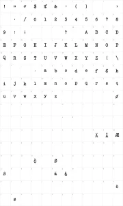 Mapa de caracteres da fonte Another Typewriter