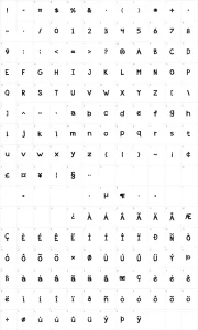 Mapa de caracteres da fonte Appleberry