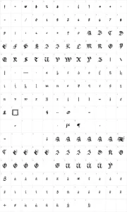 Mapa de caracteres da fonte Argor Biw Scaqh
