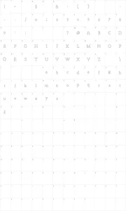 Mapa de caracteres da fonte Arkwright