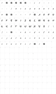 Mapa de caracteres da fonte Asiyah Script