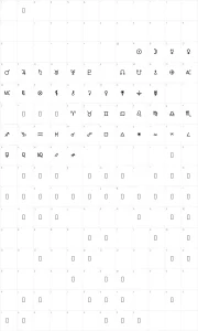 Mapa de caracteres da fonte Astro Dot Basic