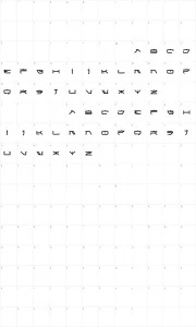 Mapa de caracteres da fonte Atari Kids