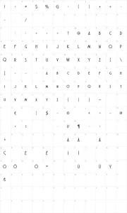 Mapa de caracteres da fonte Atlantic Cruise