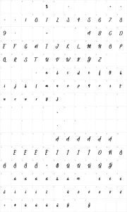 Mapa de caracteres da fonte Atlantis the lost City