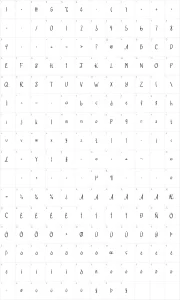 Mapa de caracteres da fonte Austie Bost Hooked on a Feeling