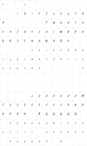 Mapa de caracteres da fonte Authentic Hilton