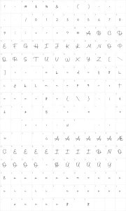 Mapa de caracteres da fonte Autography