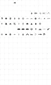 Mapa de caracteres da fonte B5 Symbols