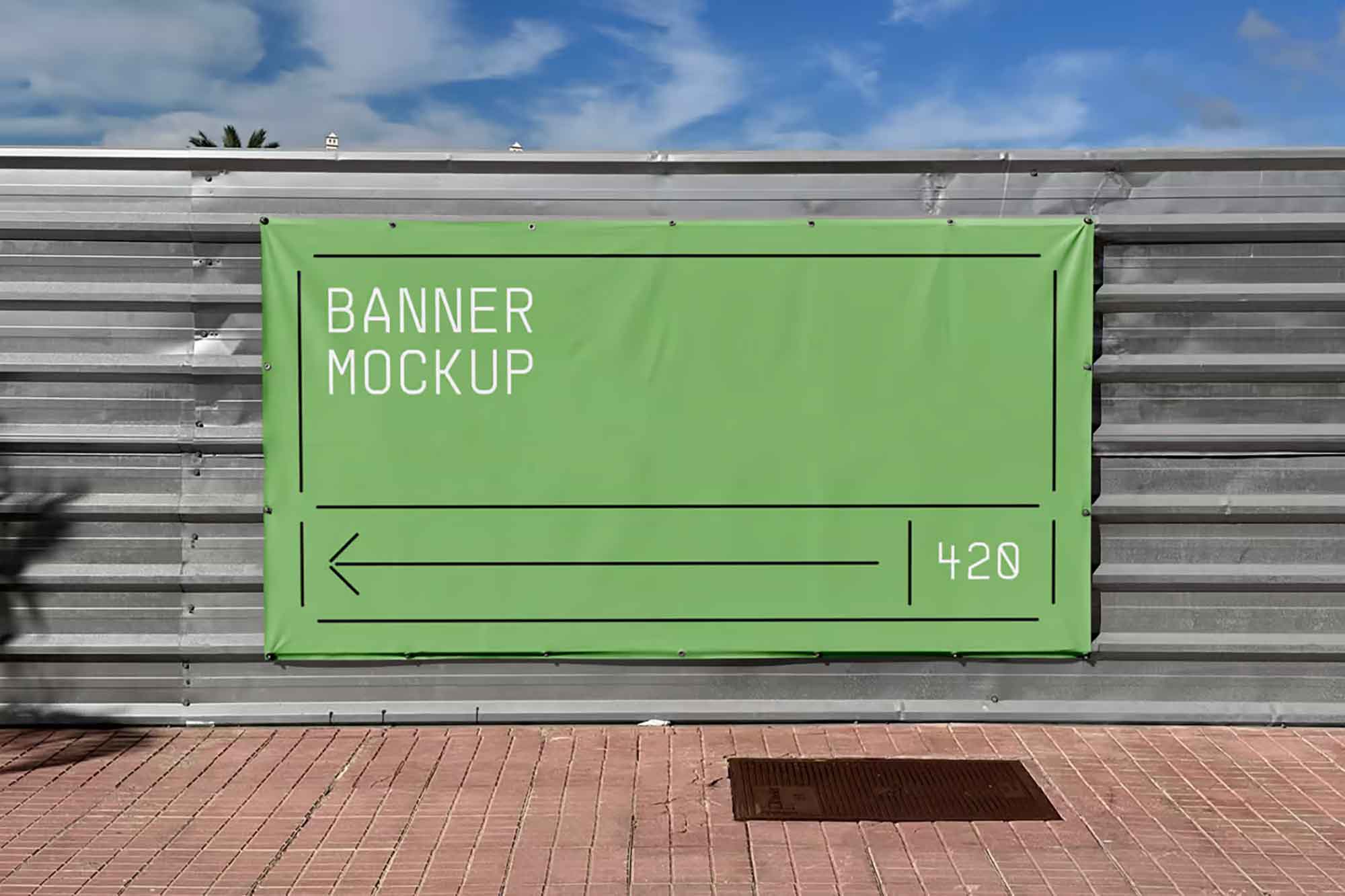 Banner on Construction Fence Mockup