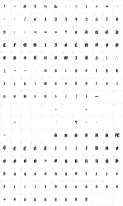 Mapa de caracteres da fonte Barloesius Schrift