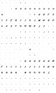 Mapa de caracteres da fonte Barry Kades