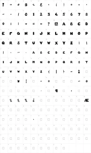 Mapa de caracteres da fonte !Basket of Hammers