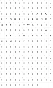 Mapa de caracteres da fonte Be My Valentine