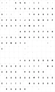 Mapa de caracteres da fonte Be True To Your School