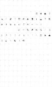 Mapa de caracteres da fonte Beach Bats