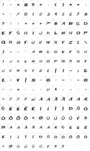Mapa de caracteres da fonte Beast Wars