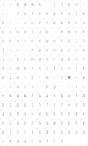 Mapa de caracteres da fonte Beatnik Hayseed