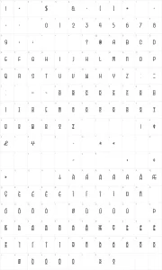 Mapa de caracteres da fonte Beauty School Dropout II