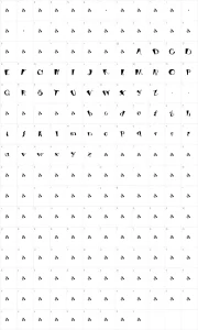 Mapa de caracteres da fonte Beebop