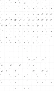 Mapa de caracteres da fonte Behind Script