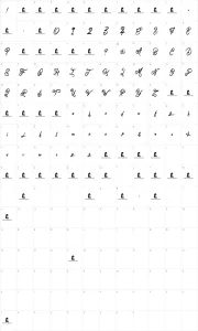 Mapa de caracteres da fonte Believer Fever