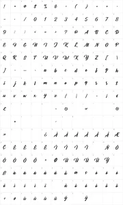Mapa de caracteres da fonte Bernadette Rough