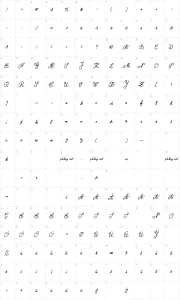 Mapa de caracteres da fonte Bernard