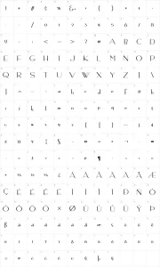 Mapa de caracteres da fonte Bernardo Moda Contrast