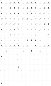 Mapa de caracteres da fonte Berty Script