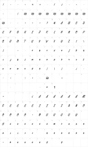 Mapa de caracteres da fonte Bethanie Snake