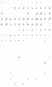 Mapa de caracteres da fonte Better Heather