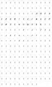 Mapa de caracteres da fonte Big Surprise