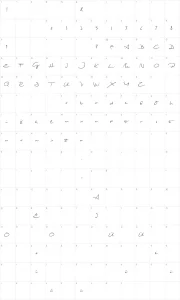 Mapa de caracteres da fonte Biloxi Script