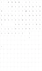 Mapa de caracteres da fonte Bird Cherry
