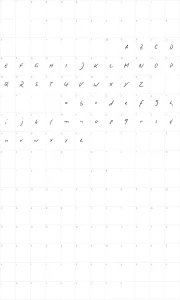 Mapa de caracteres da fonte Biro Script