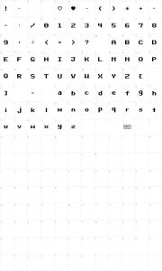 Mapa de caracteres da fonte Bit Darling 10