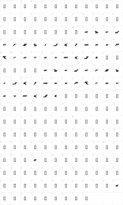 Mapa de caracteres da fonte Bjork Font