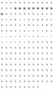 Mapa de caracteres da fonte Black Asylum