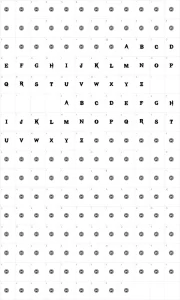 Mapa de caracteres da fonte Black Dahlia