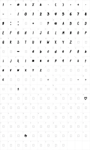 Mapa de caracteres da fonte Black Kids
