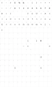 Mapa de caracteres da fonte Black White Grids