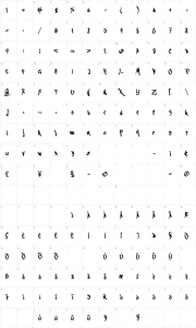Mapa de caracteres da fonte Blackbook 3rd