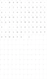 Mapa de caracteres da fonte Blackout Sunrise
