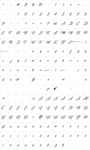 Mapa de caracteres da fonte Blacksword