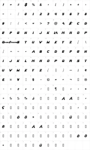 Mapa de caracteres da fonte Blade Runner Movie Font