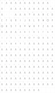 Mapa de caracteres da fonte Blake
