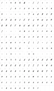 Mapa de caracteres da fonte Blank River