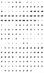 Mapa de caracteres da fonte Blazed