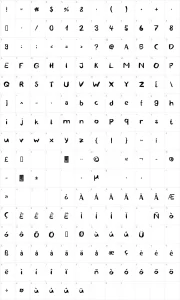 Mapa de caracteres da fonte Blemished